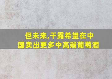 但未来,干露希望在中国卖出更多中高端葡萄酒