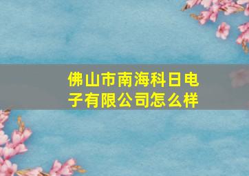 佛山市南海科日电子有限公司怎么样