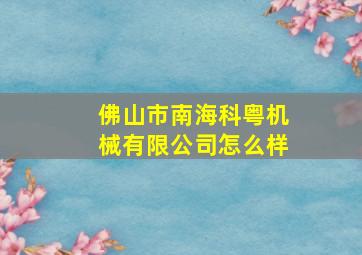 佛山市南海科粤机械有限公司怎么样