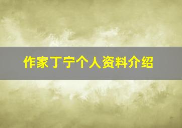 作家丁宁个人资料介绍