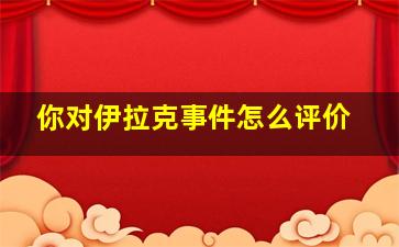 你对伊拉克事件怎么评价