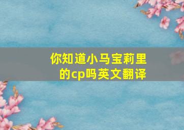 你知道小马宝莉里的cp吗英文翻译