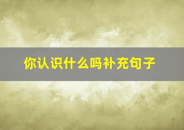 你认识什么吗补充句子