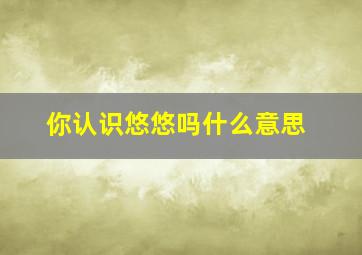 你认识悠悠吗什么意思