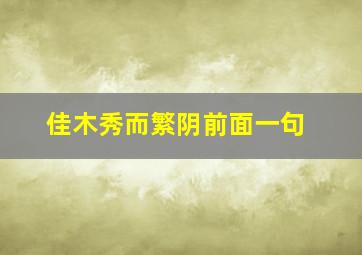 佳木秀而繁阴前面一句