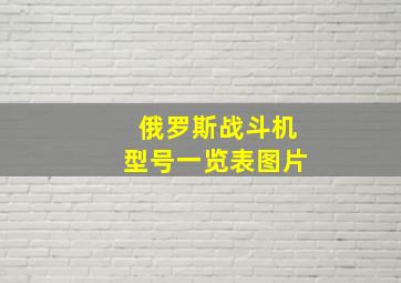 俄罗斯战斗机型号一览表图片