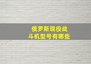 俄罗斯现役战斗机型号有哪些