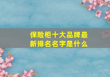 保险柜十大品牌最新排名名字是什么