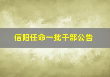 信阳任命一批干部公告