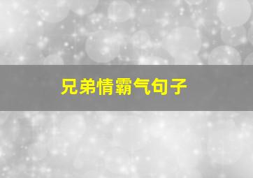 兄弟情霸气句子