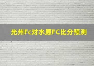 光州Fc对水原FC比分预测