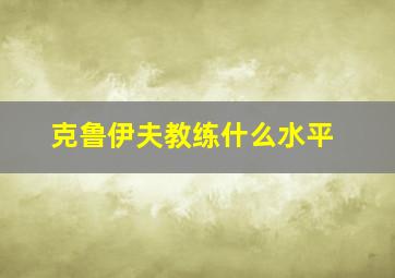 克鲁伊夫教练什么水平