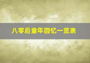 八零后童年回忆一览表