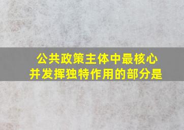 公共政策主体中最核心并发挥独特作用的部分是