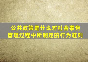 公共政策是什么对社会事务管理过程中所制定的行为准则