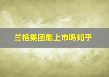 兰格集团能上市吗知乎