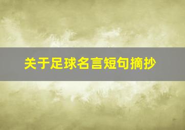 关于足球名言短句摘抄