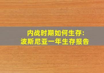 内战时期如何生存:波斯尼亚一年生存报告