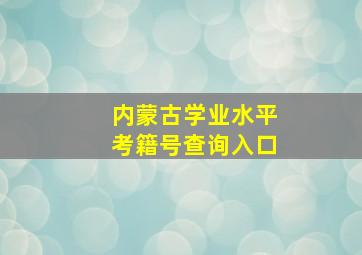 内蒙古学业水平考籍号查询入口