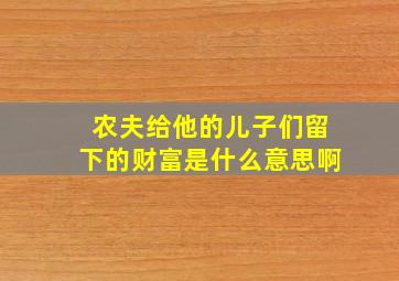 农夫给他的儿子们留下的财富是什么意思啊