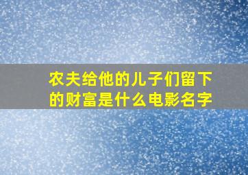 农夫给他的儿子们留下的财富是什么电影名字