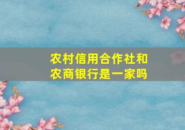 农村信用合作社和农商银行是一家吗