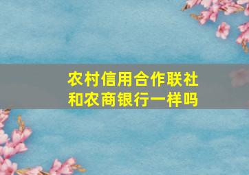 农村信用合作联社和农商银行一样吗