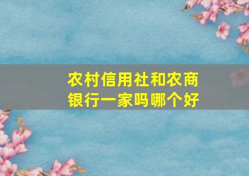 农村信用社和农商银行一家吗哪个好