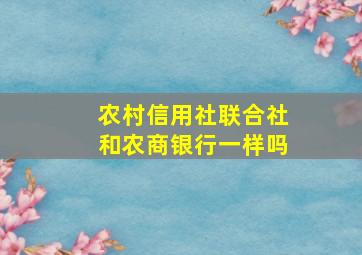 农村信用社联合社和农商银行一样吗