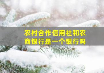 农村合作信用社和农商银行是一个银行吗