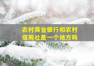 农村商业银行和农村信用社是一个地方吗