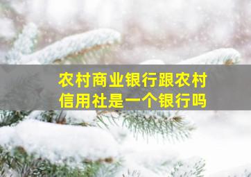 农村商业银行跟农村信用社是一个银行吗