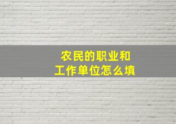 农民的职业和工作单位怎么填