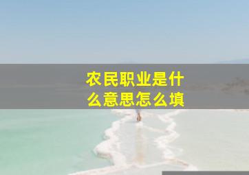 农民职业是什么意思怎么填