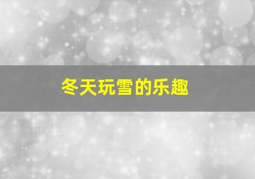 冬天玩雪的乐趣