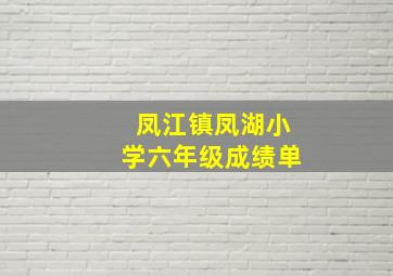 凤江镇凤湖小学六年级成绩单