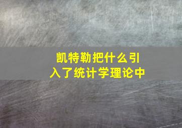 凯特勒把什么引入了统计学理论中