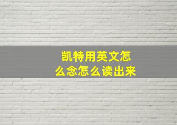 凯特用英文怎么念怎么读出来