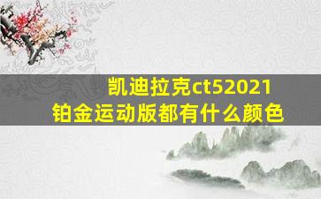 凯迪拉克ct52021铂金运动版都有什么颜色