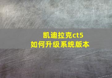 凯迪拉克ct5如何升级系统版本