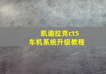 凯迪拉克ct5车机系统升级教程