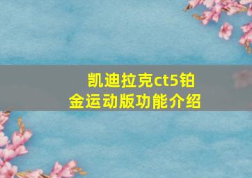 凯迪拉克ct5铂金运动版功能介绍