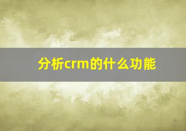 分析crm的什么功能