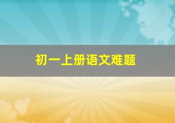 初一上册语文难题