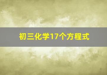 初三化学17个方程式