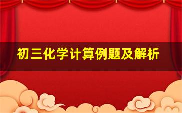 初三化学计算例题及解析