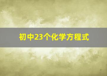 初中23个化学方程式