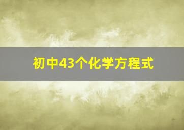 初中43个化学方程式