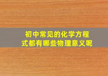 初中常见的化学方程式都有哪些物理意义呢