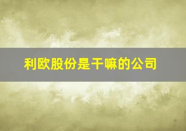 利欧股份是干嘛的公司